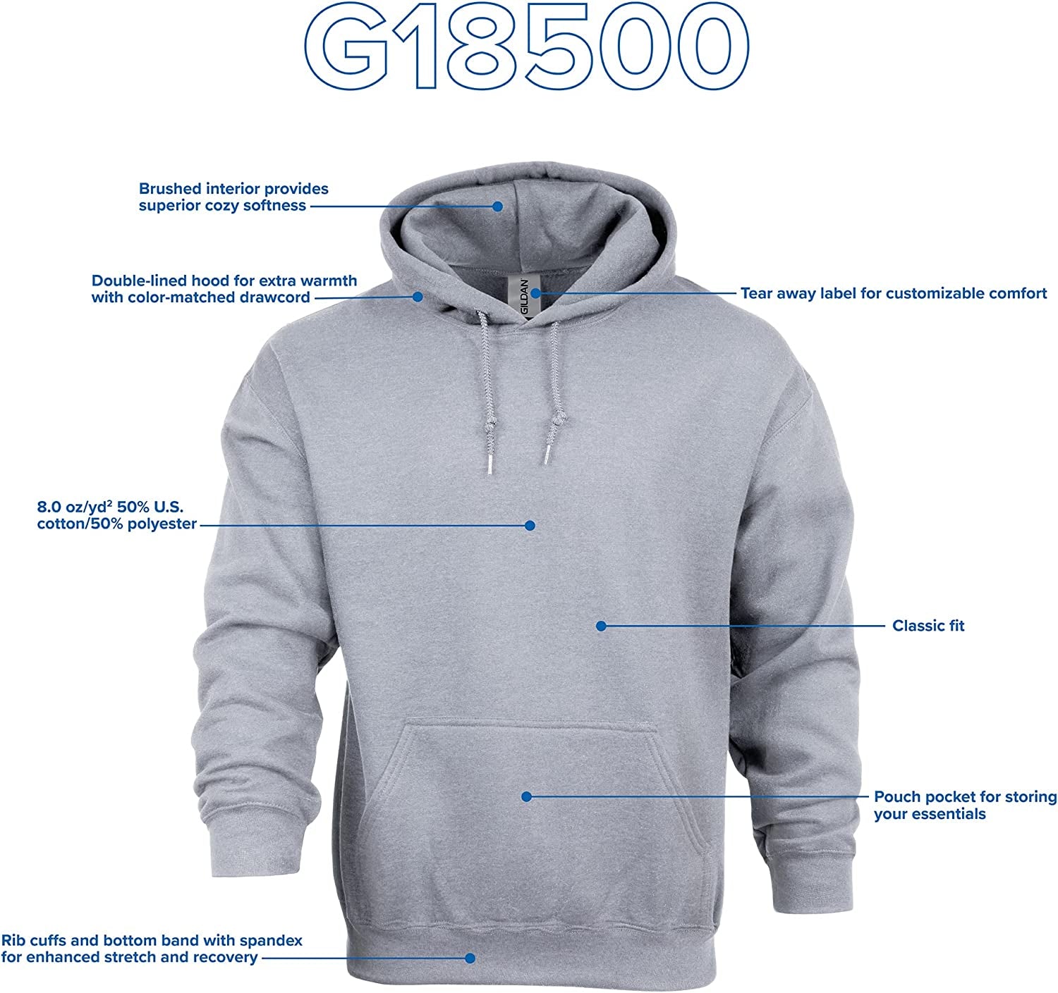Adult Fleece Hooded Sweatshirt, Style G18500